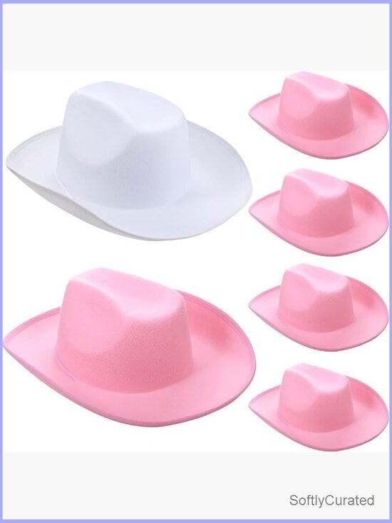 6 Pack Cowgirl Hats with Feather for Western Party Costume Dress Up main image 4